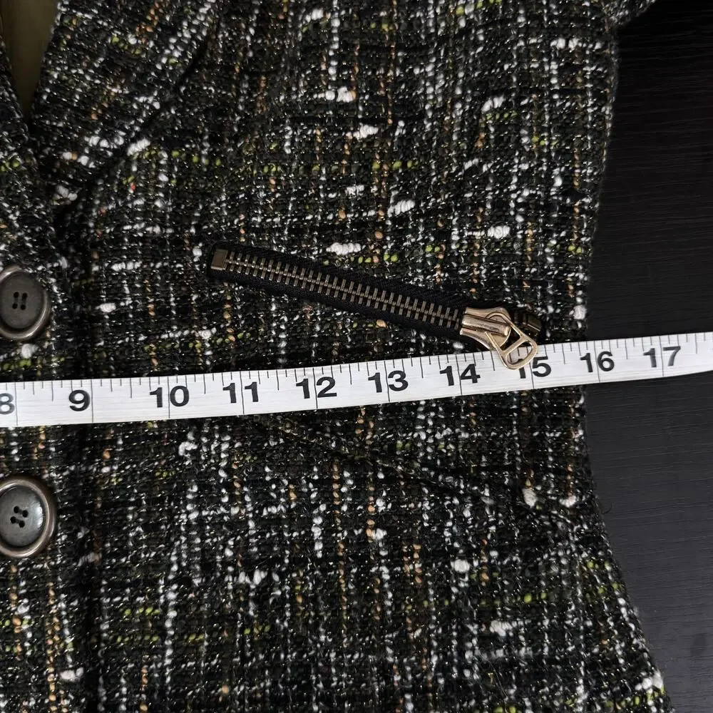 Etcetera Jacket Womens 4 Metallic Tweed Coat Academia Preppy Zipper Detail - Picture 10 of 13